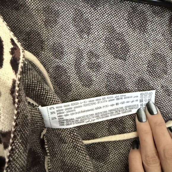 Zara Jacquard Knit Leopard Top Small Animal Print Long Sleeve Sweater Backless - Picture 7 of 9